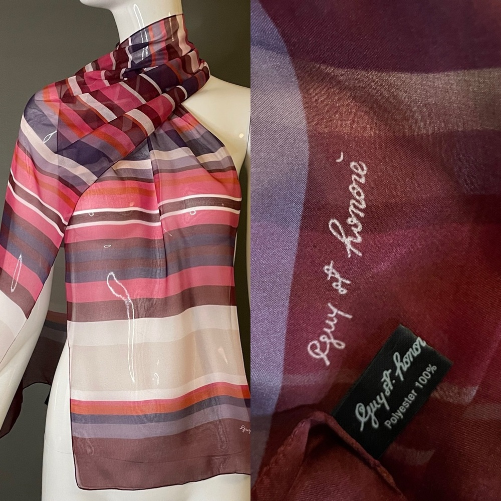 Lovely Vintage Guy St Honore Scarf Large 13 In by 62 In Excellent Condition
